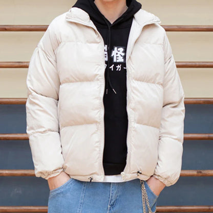 Men Harajuku Warm Bubble Coat Winter Jacket  Streetwear Solid Black Parkas Man Korean Fashion Puffer Jackets Coats