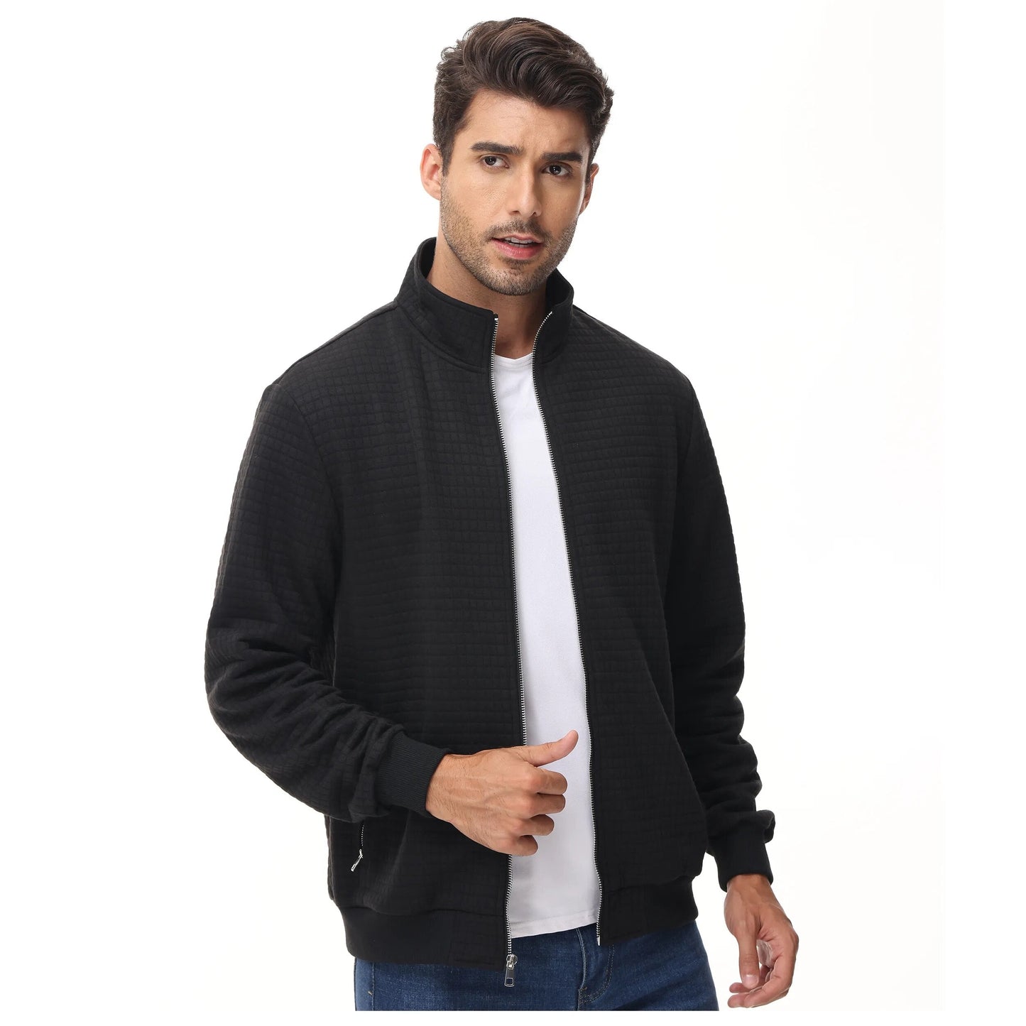 Men's Autumn Casual Jackets Coats Zip Up Streetwear Casual New Fashion Coat Sweatshirt Jackets Standing Collar Clothing