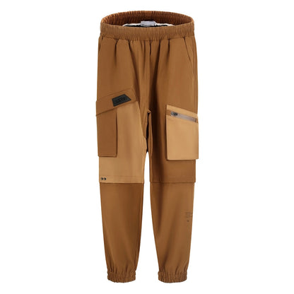 Color Match Joggers Multi-pockets Y2K Baggy Sweatpants for Men Elastic Waist Straight Cargo Pants Oversized Casual Trousers