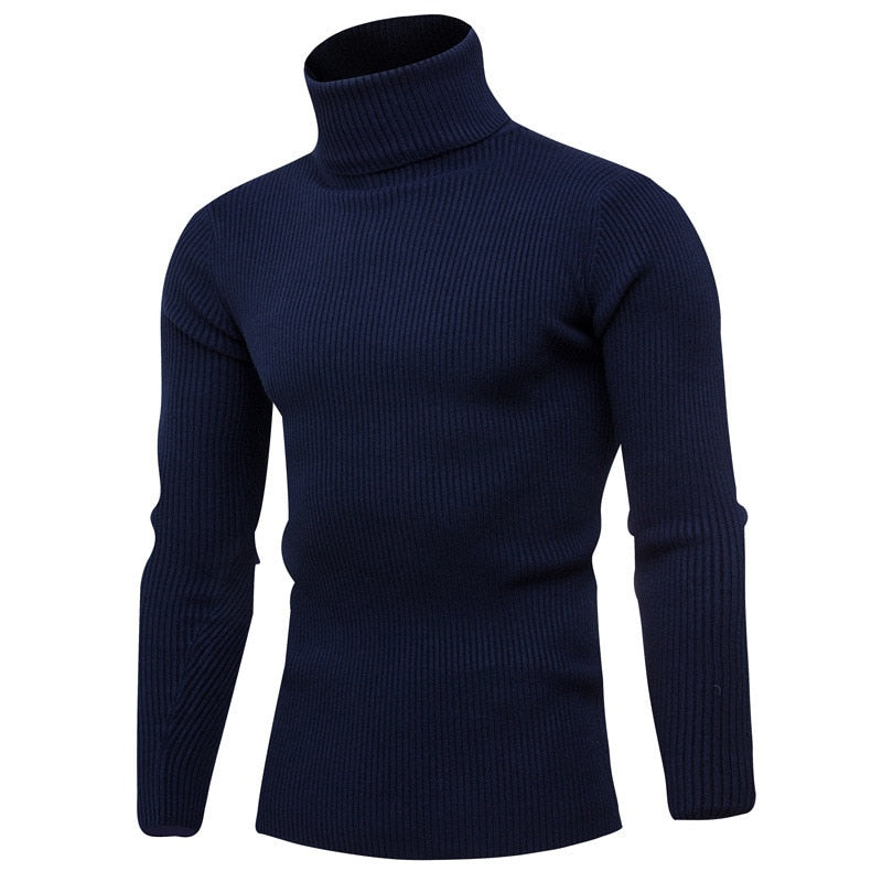 New Autumn Winter Turtleneck Sweater Men Solid Color Casual Knitted Pullovers Sweater Mens Slim Fit Pullover Mens Clothing