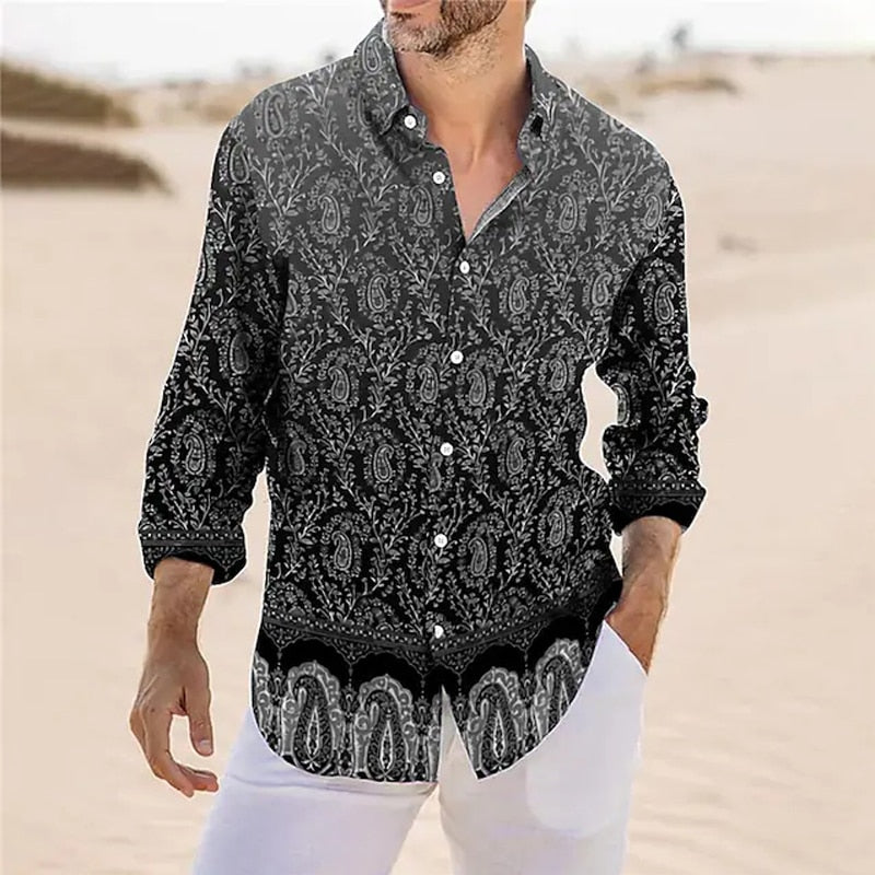 New Y2k Spring Luxury High Quality Men's Shirts Oversized Shirt Printed Long Sleeve Tops Men's Clothes Hawaiian Club Cardigan