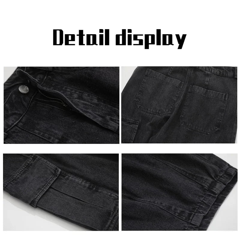 saferido Baggy Jeans Trousers Male Denim Pants Black Wide Leg Pants Men's Jeans Oversize Cargo Korean Streetwear Hip Hop Casual