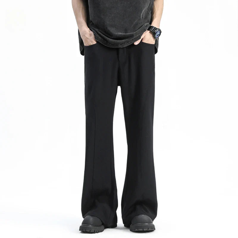 saferido American style high street black spring autumn slightly flared trousers for men with high-end hanging casual feel