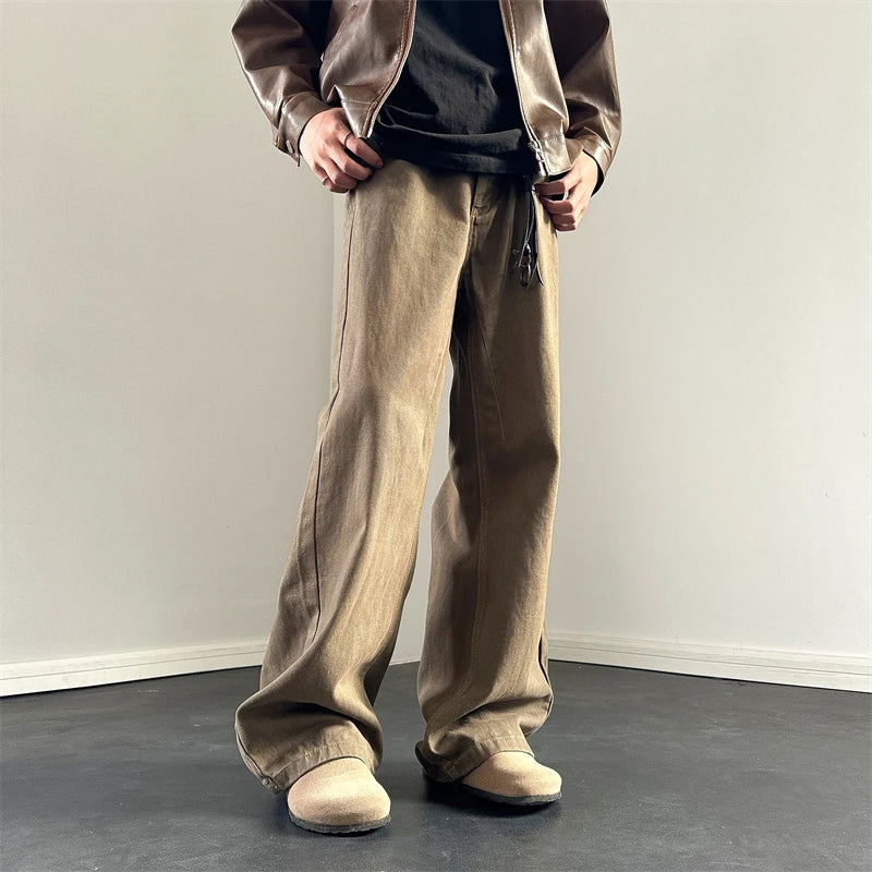 saferido Brown Baggy Jeans Men Casual Oversized Vintage Jeans Men Streetwear Hip-hop Loose Wide Leg Jeans Mens Retro Denim Trousers S-3XL