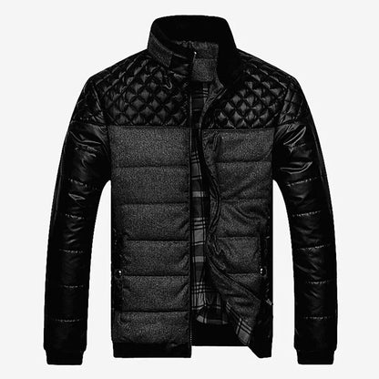 Winter Men Parka Fashion Mens Cotton Thick Jackets Parkas Male Casual PU Patchwork Design Outerwear Coats Clothing YA745