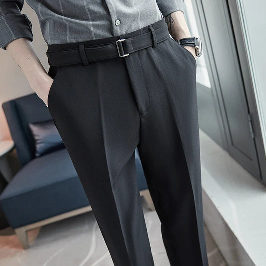 saferido British Fashion Versatile Slim Long Pants Men's Fashion Spring Clothes Office Suit Trousers Men Luxury Casual Suit Pants