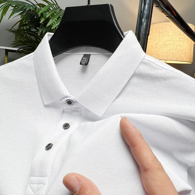 saferido Korean Style Men's Summer Casual Short Sleeves Polo Shirts/Male Slim Fit High Quality Solid Color Business Polo Shirts 4XL