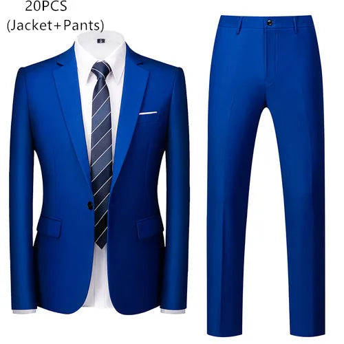 saferido (Jacket+Vest+Pants) Men Business Suits British Style MenWedding Dress Slim Fitting Blazer Trousers 3 Piece Elegant Male Tuxedo