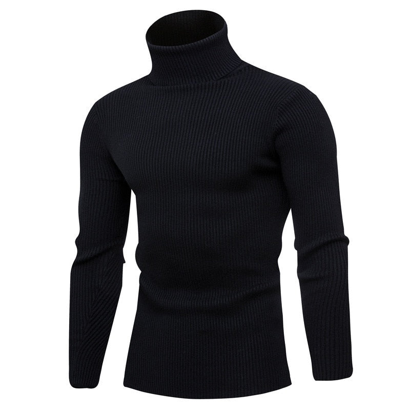 New Autumn Winter Turtleneck Sweater Men Solid Color Casual Knitted Pullovers Sweater Mens Slim Fit Pullover Mens Clothing