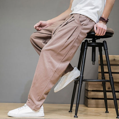 Spring Cotton Linen Pants Men Elastic Waist Casual Harem Pant Loose Sweatpants Traditional Chinese Trousers pantalons homme