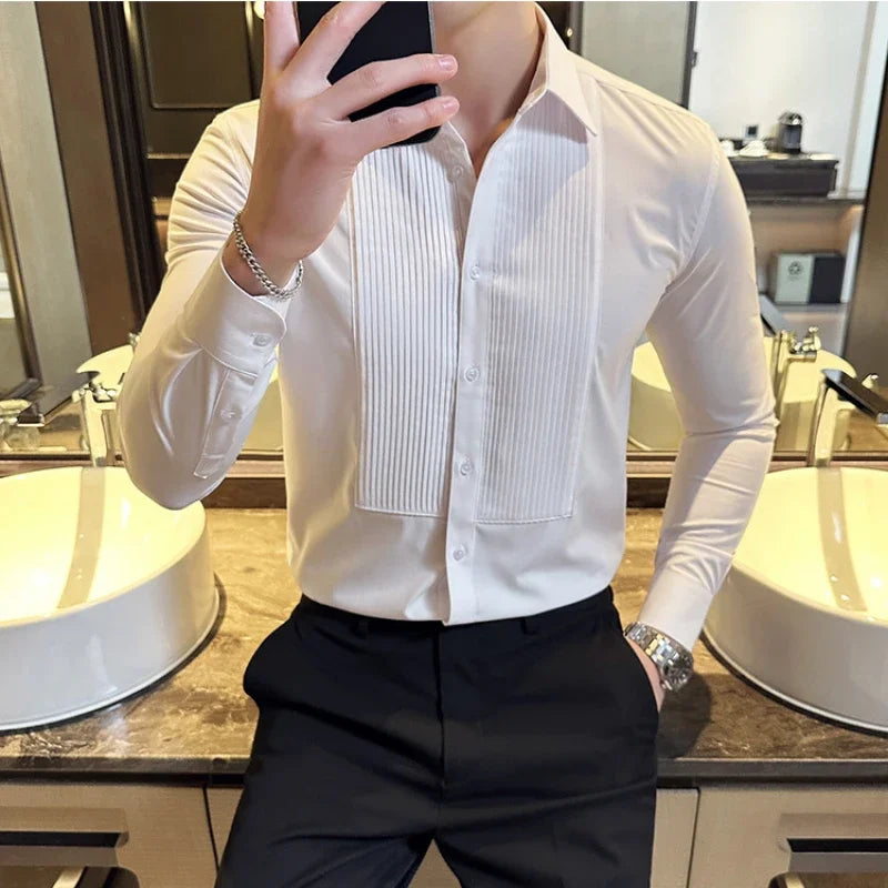 saferido  Clothing Men's Spring High Quality Long Sleeve Shirts/Male Slim Fit Business Dress Shirts  Chemise Homme De Luxe 3XL-M