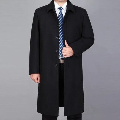 New Arrival Fashion High Quality Winter Overcoat Clothes Men Thicker Casual X-long Covered Button Mens Wool Coat Plus Size M-5XL