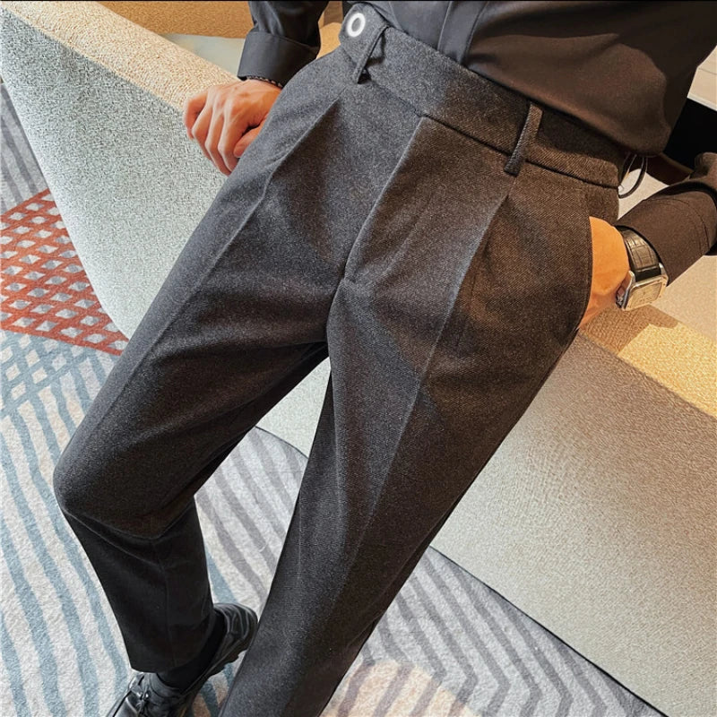 saferido  Men's Spring High Quality Business Suit Pants Male Slim Fit Fashion Solid Color Casual Dress Trousers 29-38