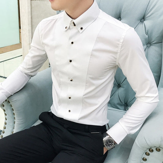 British Style Shirts for Men Fashion Men Clothing Summer Long Sleeve Men Casual Shirts Slim Fit Camisas 3XL-M