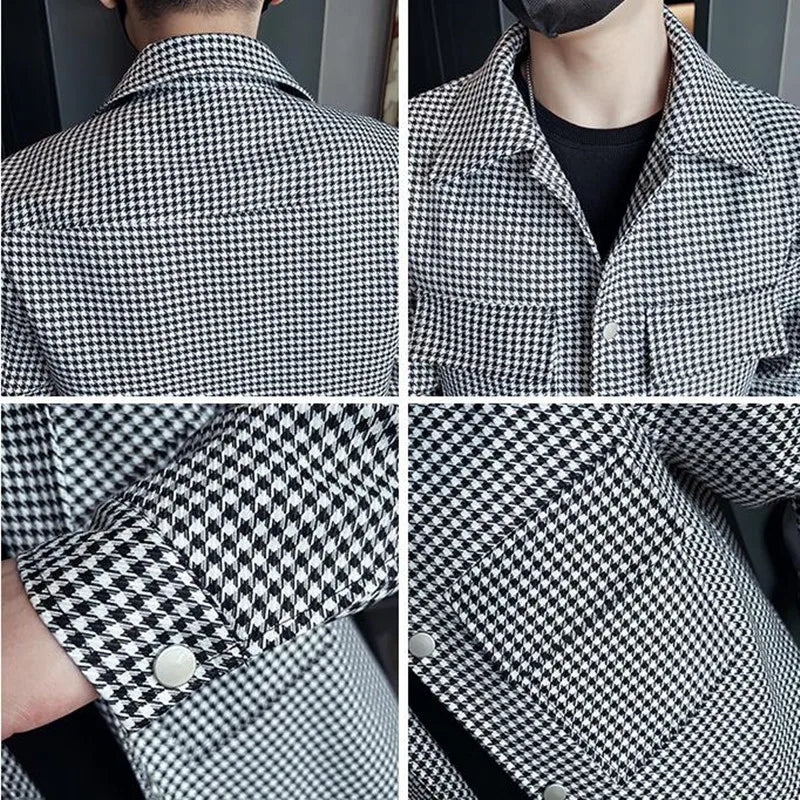 saferido  Men Spring High Quality Casual Jackets/Male Slim Fit Fashion Business Plaid Coats Plus Size S-3XL