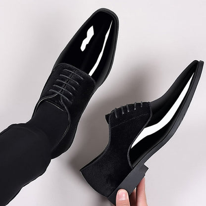 saferido Classic Patent Leather Shoes for Men Casual Business Shoes Lace Up Formal Office Work Shoes for Male Party Wedding Oxfords