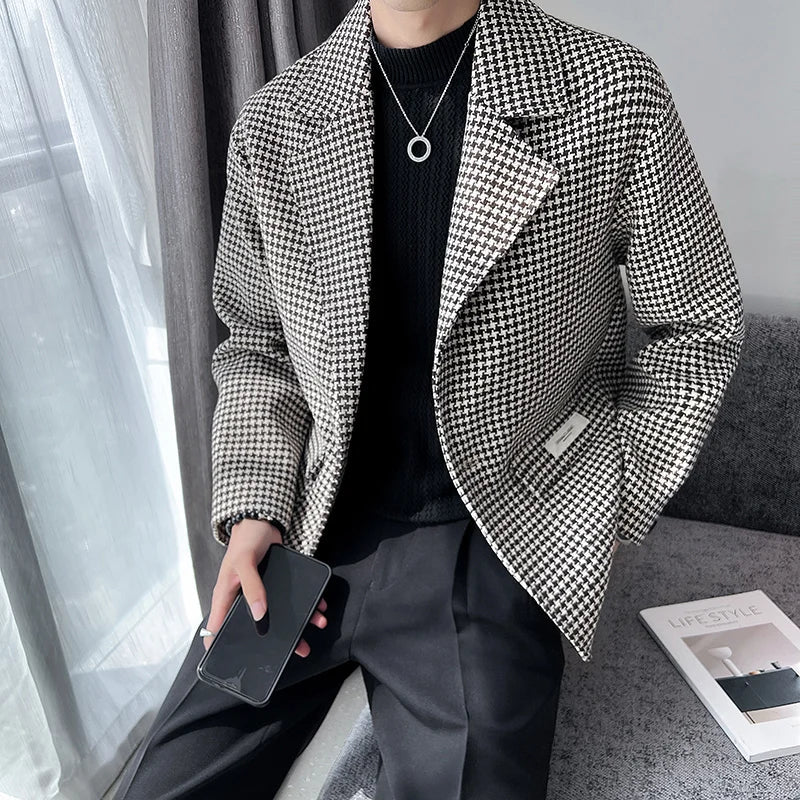 saferido Men Spring  Autumn Cloth High Quality Plaid Business Suit Jackets/Male Plover Case Casual Tuxedo Hombre Blazers