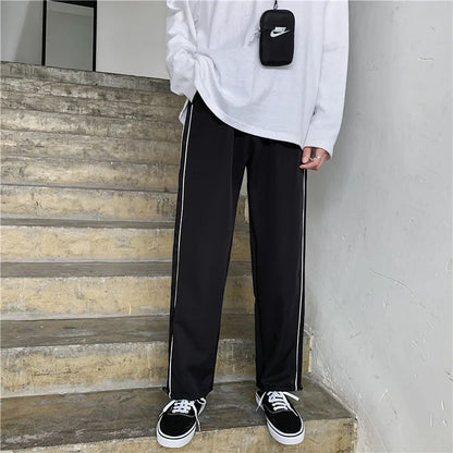 saferido Black Casual Pants Men Fashionable Oversized Sports Pants Men Streetwear Hip-hop Loose Wide Leg Pants Mens Joggers Trousers