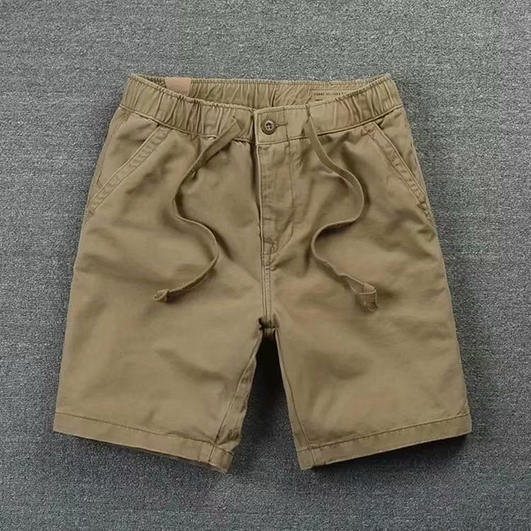 Shorts Mens Casual Cotton Shorts Work Trousers Knee Length Elastic Waist Men Chino Shorts