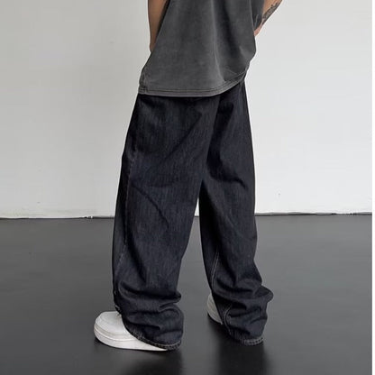 New Summer Jeans Men Patchwork Denim Trousers Male Oversize Loose Casual Wide-leg Pants Streetwear Harajuku Clothing