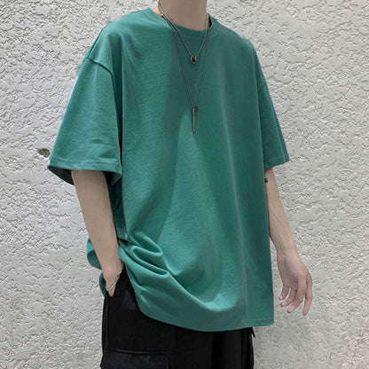 100% Cotton Five Half Sleeve Men's Women Summer T-shirt Loose Short-sleeved Casual Basic Shirt O Neck Solid Color Oversize