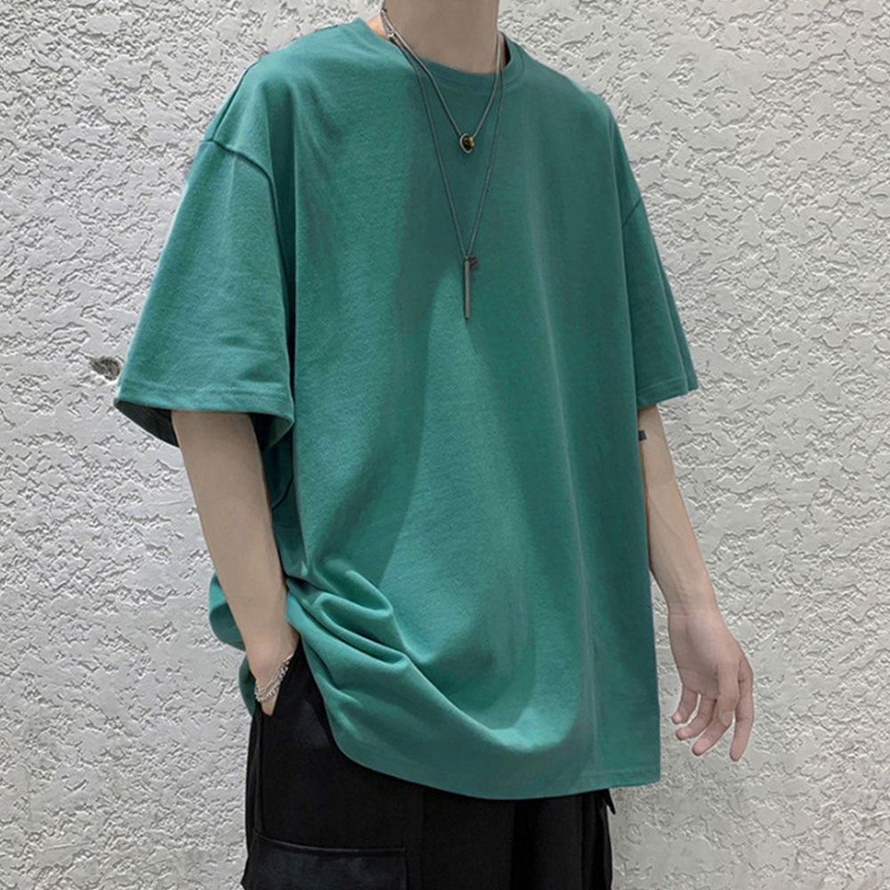 100% Cotton Five Half Sleeve Men's Women Summer T-shirt Loose Short-sleeved Casual Basic Shirt O Neck Solid Color Oversize