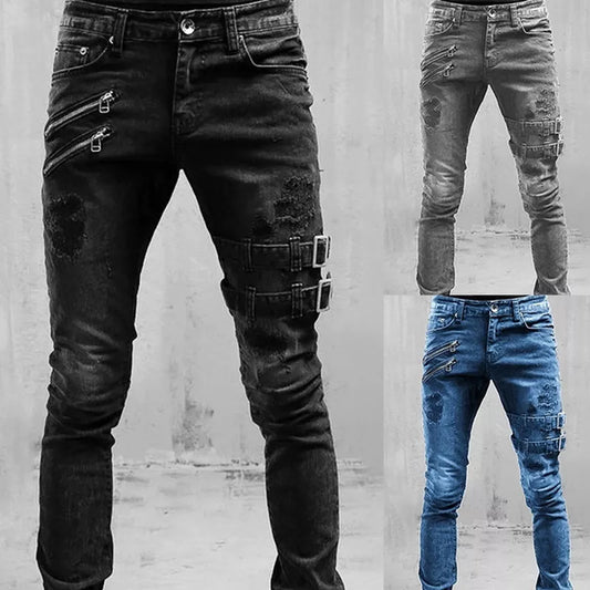 Straight Jeans Men High Waist Jean Spring Summer Boyfriend Jeans Streetwear Skinny Cacual Designer Long Denim Pants Trousers