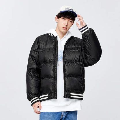 Semir Down Jacket Men Oversize College Style Baseball Collar Jacket Winter New Sports Raglan Top Coat