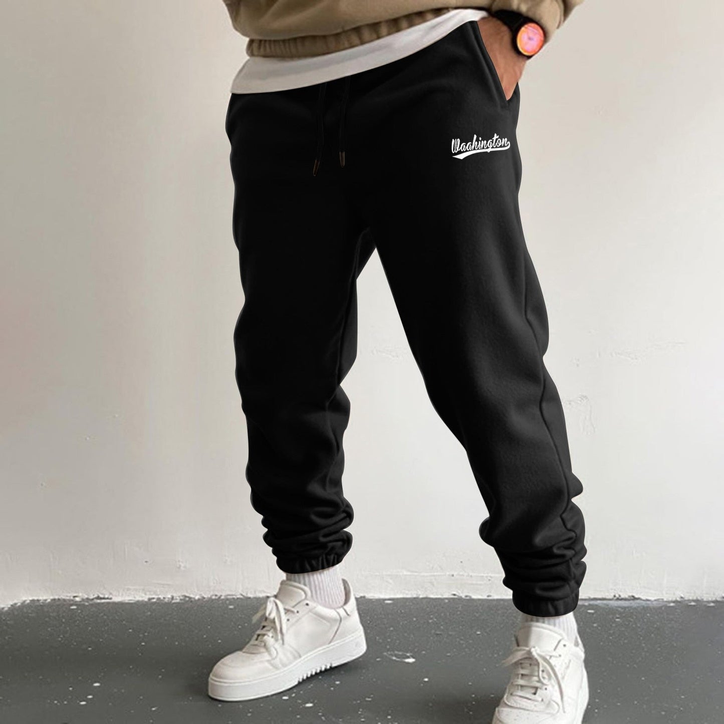 Mens Pants New Autumn Winter Long Pants High Street Elastic Waist Leisure Loose Jogging Sports Sweatpants Running Trousers