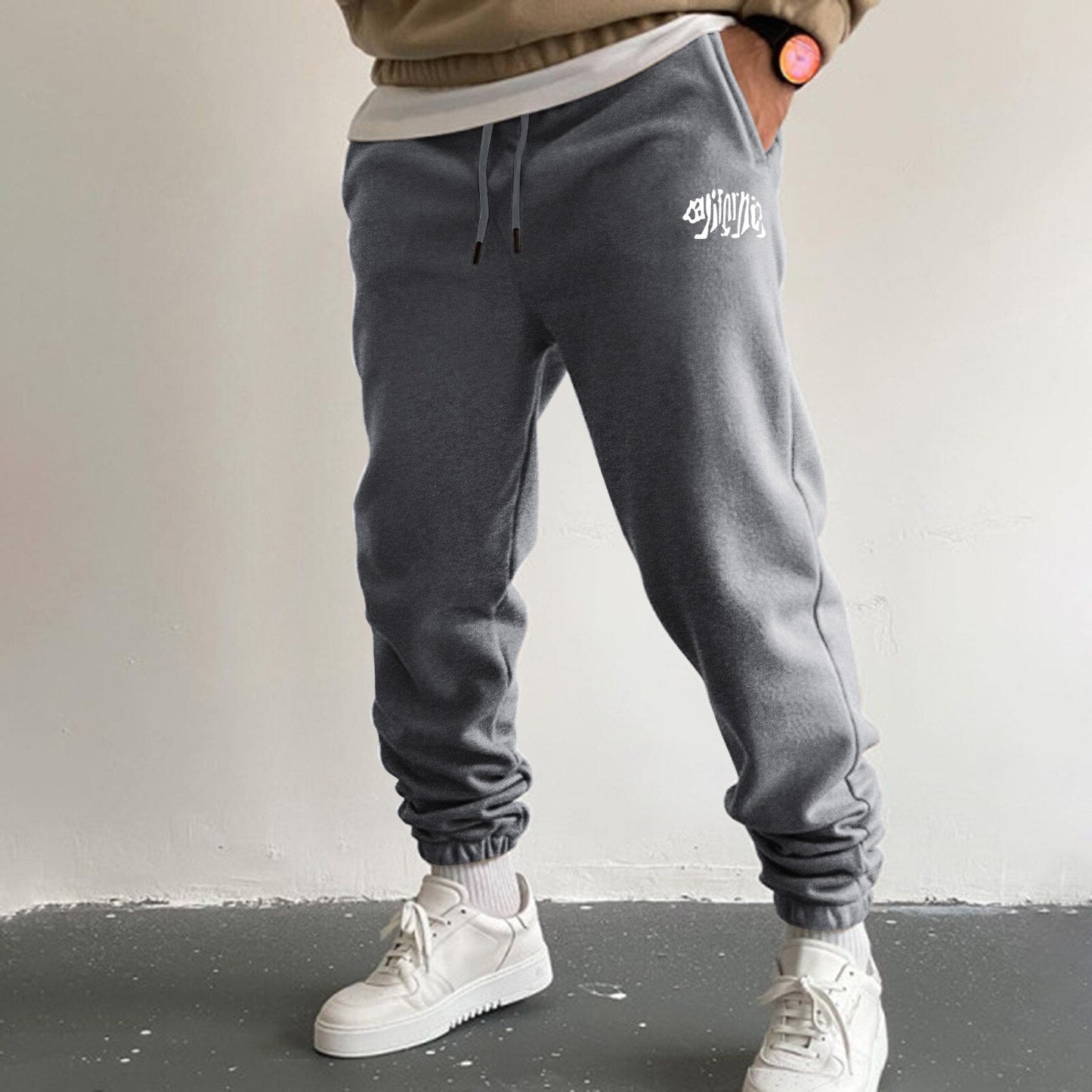 Mens Pants New Autumn Winter Long Pants High Street Elastic Waist Leisure Loose Jogging Sports Sweatpants Running Trousers