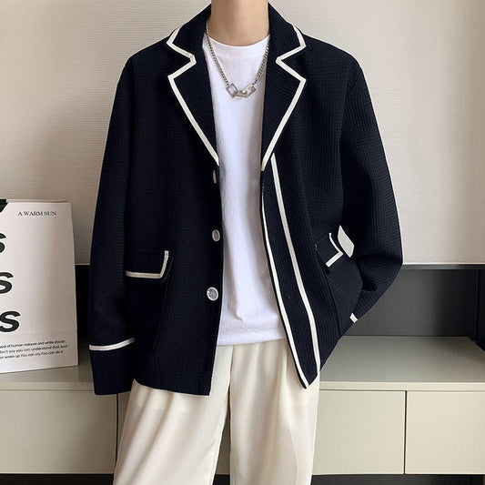 Black/White Blazer Men Fashion Society Mens Dress Jacket Korean Loose Business Casual Suit Jacket Men Formal Blazer M-2XL