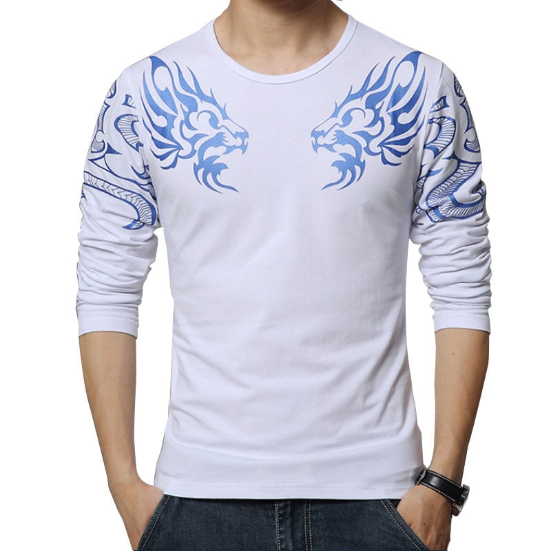 Spring New Arrival Men's T Shirt O Neck Patchwork Long Sleeve T Shirt Mens Clothing Trend Plus Size Top Tees Shirts M-5XL