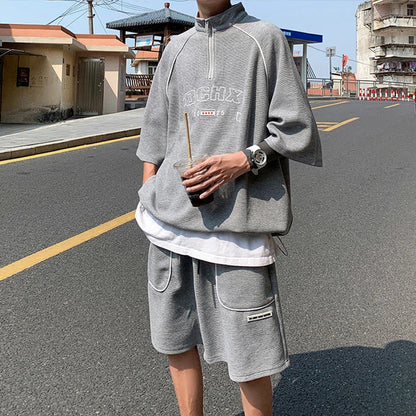 saferido Y2K Summer Streetwear Tracksuit Men Hip Hop Loose Suit Korean Fashion T-shirt + Shorts Sets 2024 Mens High Street Two-piece Sets