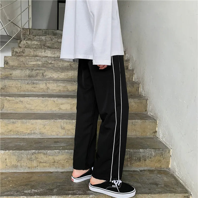 saferido Black Casual Pants Men Fashionable Oversized Sports Pants Men Streetwear Hip-hop Loose Wide Leg Pants Mens Joggers Trousers