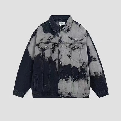 saferido Tie Dyed Jacket Men's Spring Autumn Men's Clothing Jacket Hip Hop Harajuku Street Clothing Fashion Trendy Denim Jacket