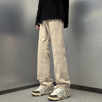 saferido 90s 00s Fashion Streetwear High Street Work Pants Men's Casual Pants Spring and Autumn Straight Leg Loose Wide Leg Pants