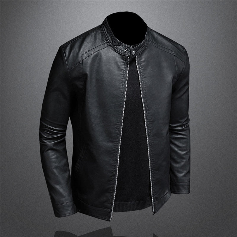 Large Size Autumn Fashion Trend Coat New Slim Stand Collar Motorcycle Leather Jacket Men's PU Handsome Top 5XL