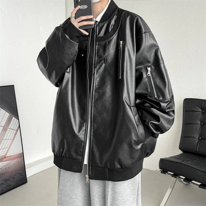 saferido Clothing Leather Jackets for Men Japanese Vintage Clothes Men's Spring Jackets Motorcycle Coat Bomber Male Coats Man