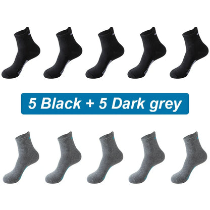 saferido 10Pairs Men Socks Organic Cotton Breathable Sports Socks  Black Casual Athletic New Spring Summer for Male Plus Size EUR38-45