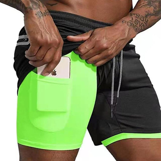 Gyms Fitness Shorts Men Summer Sportswear 2 In 1 Double-deck Compression Shorts Male Tracksuits Track Joggers Short Pants