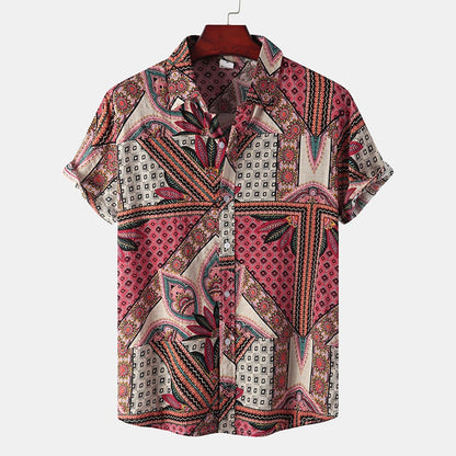 Shirt For Men Short Sleeve Tops  Summer Mens Hawaiian Shirts Casual Tropical Plants Print Beach Aloha Shirts And Blouses 5xl