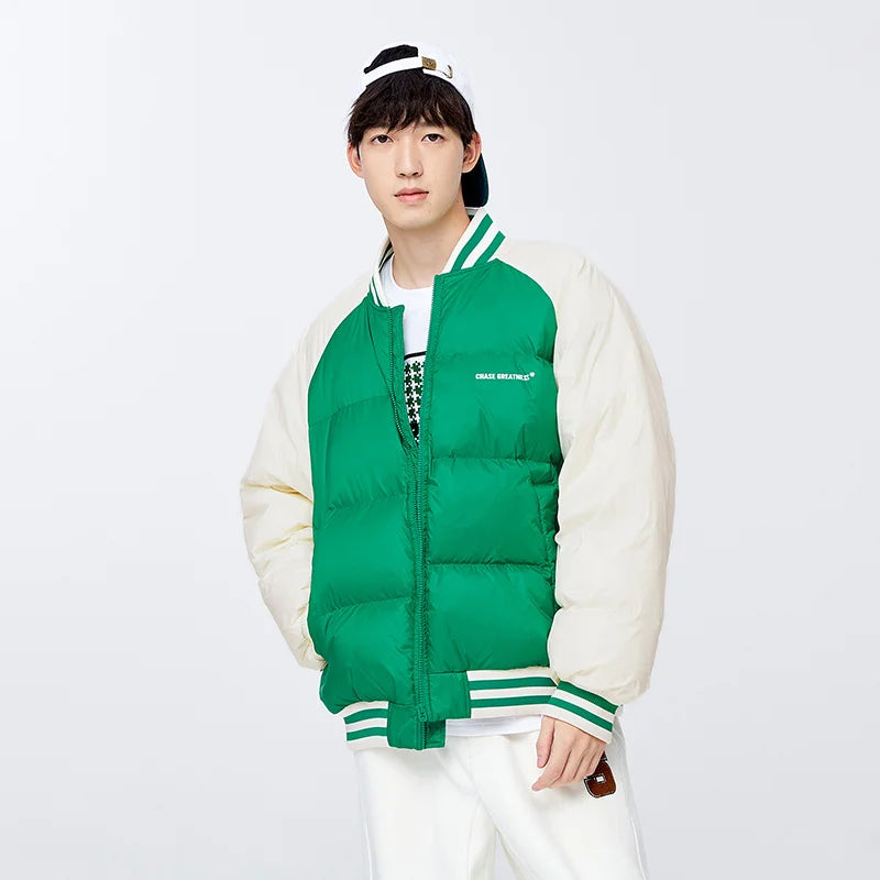 Semir Down Jacket Men Oversize College Style Baseball Collar Jacket Winter New Sports Raglan Top Coat