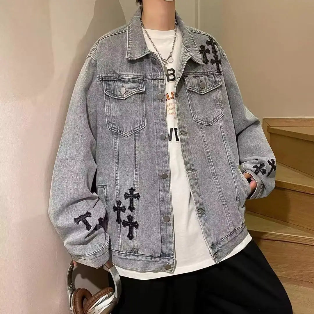 saferido Oversize Jacket Men's Spring Autumn Men's Clothing Jacket baggy Hip Hop Harajuku Street Clothing Fashion Trendy Denim Jacket