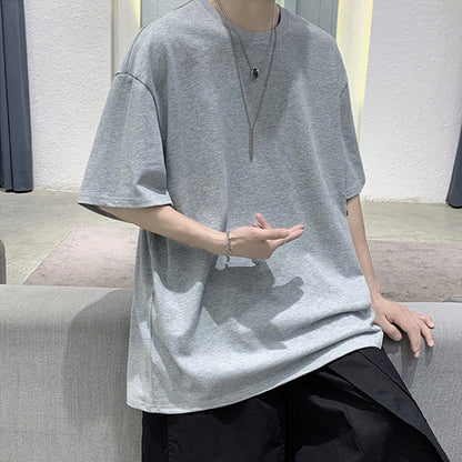 100% Cotton Five Half Sleeve Men's Women Summer T-shirt Loose Short-sleeved Casual Basic Shirt O Neck Solid Color Oversize