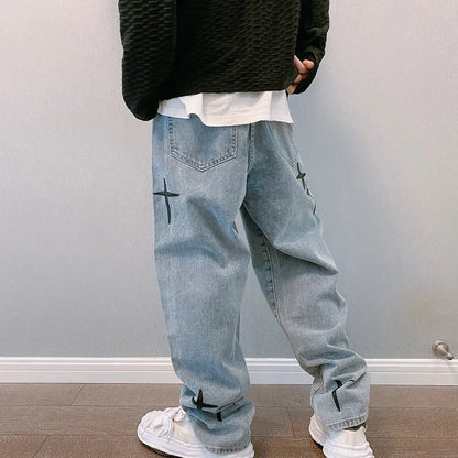 saferido Wide Leg Cargo Pants 2024 Streetwear Baggy men Jeans Spring Autumn Men Korean Fashion Loose Straight Male Brand Clothing Black