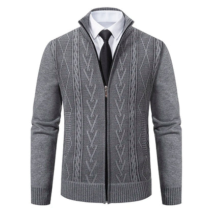 jacket men's autumn and winter warm trend line stand collar knitted cardigan sweater coat