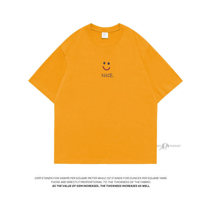 Privathinker Creative Smiling Face Men's Tshirt Loose Round Neck Short Sleeve T-shirt Korean Style Male Tops Summer Fashion Tees