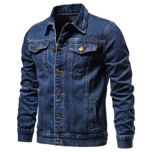 New Spring Autumn Simple New Men Denim Jackets Casual Fashion Slim Fits Jean Denim Jacket Patchwork Zipper Mens Clothing