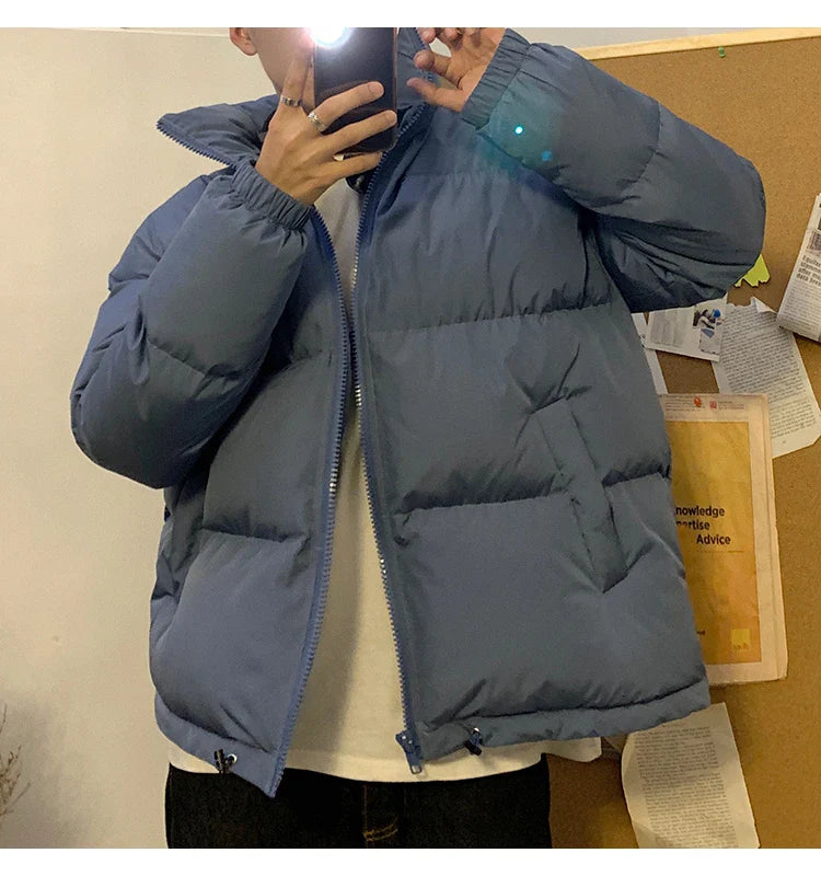 Winter Harajuku Short Puffer Jacket Men Short Parkas Casual Kpop Bubble Jackets Mens Streetwear Korean Fashions Coats