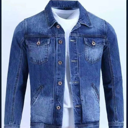 Spring and fall retro denim jacket men's fashion brand handsome cargo jacket Korean version slim casual wear clothes